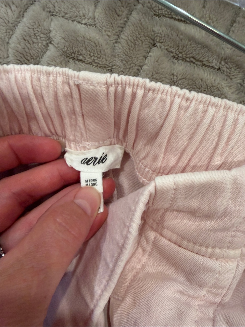 Aerie Light Pink Drawstring Wide-Leg Pants M Long - Picture 2 of 5